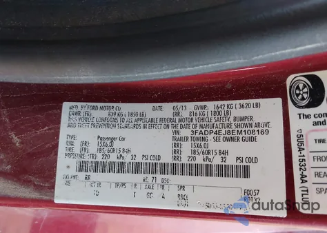 2014 Ford Fiesta Se from USA, damaged, VIN 3FADP4EJ8EM108169